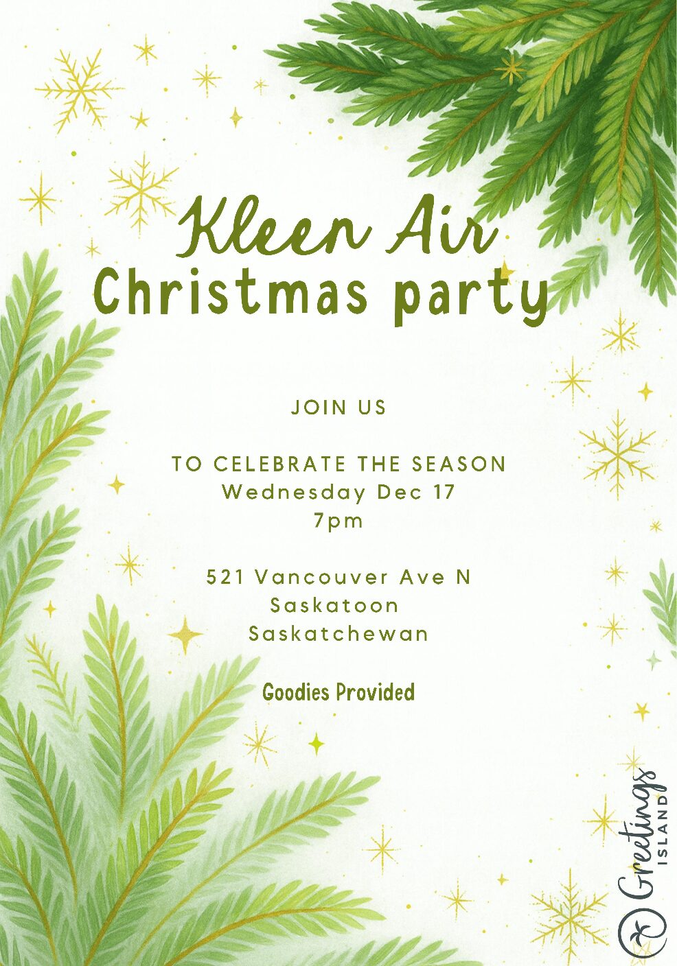 Invitation_Kleen Air, Christmas Party, December 17th